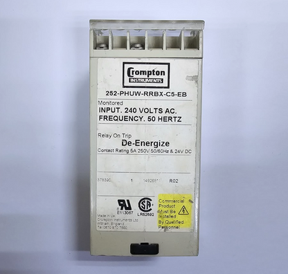 Crompton Instruments 252PHUWRRBXC5EB Monitoring Relay | 240V AC | 50Hz | 5A1