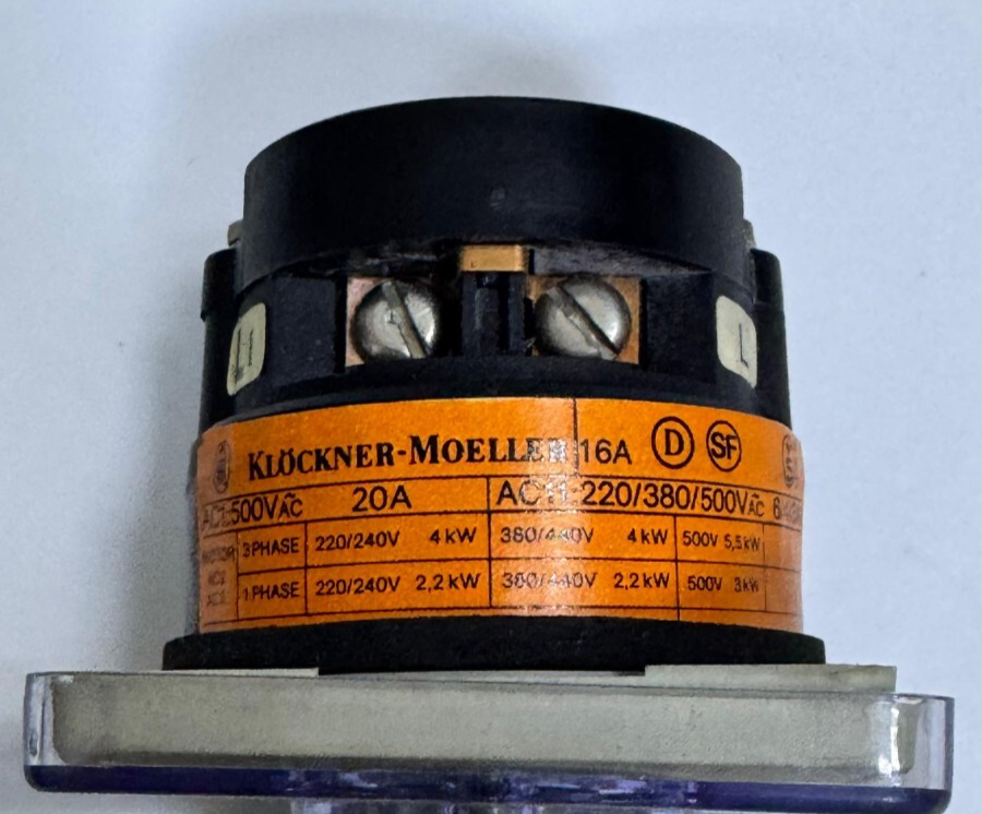 Klockner Moeller T2b19/e Rotary Cam Switch – 20A, 500VAC,3
