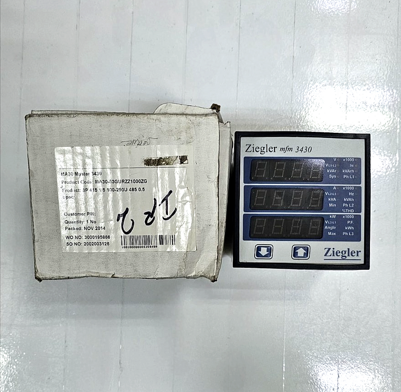 Ziegler MFM 3430 MultiFunction Meter | 3Ph 415V | 5A/1A | 100–250V AC/DC | New0