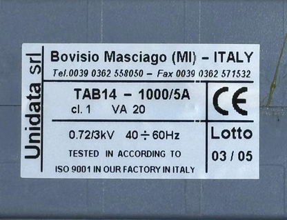 Unidafa SRL  | TAB141000/5A | Current Transformer | Made in Italy2