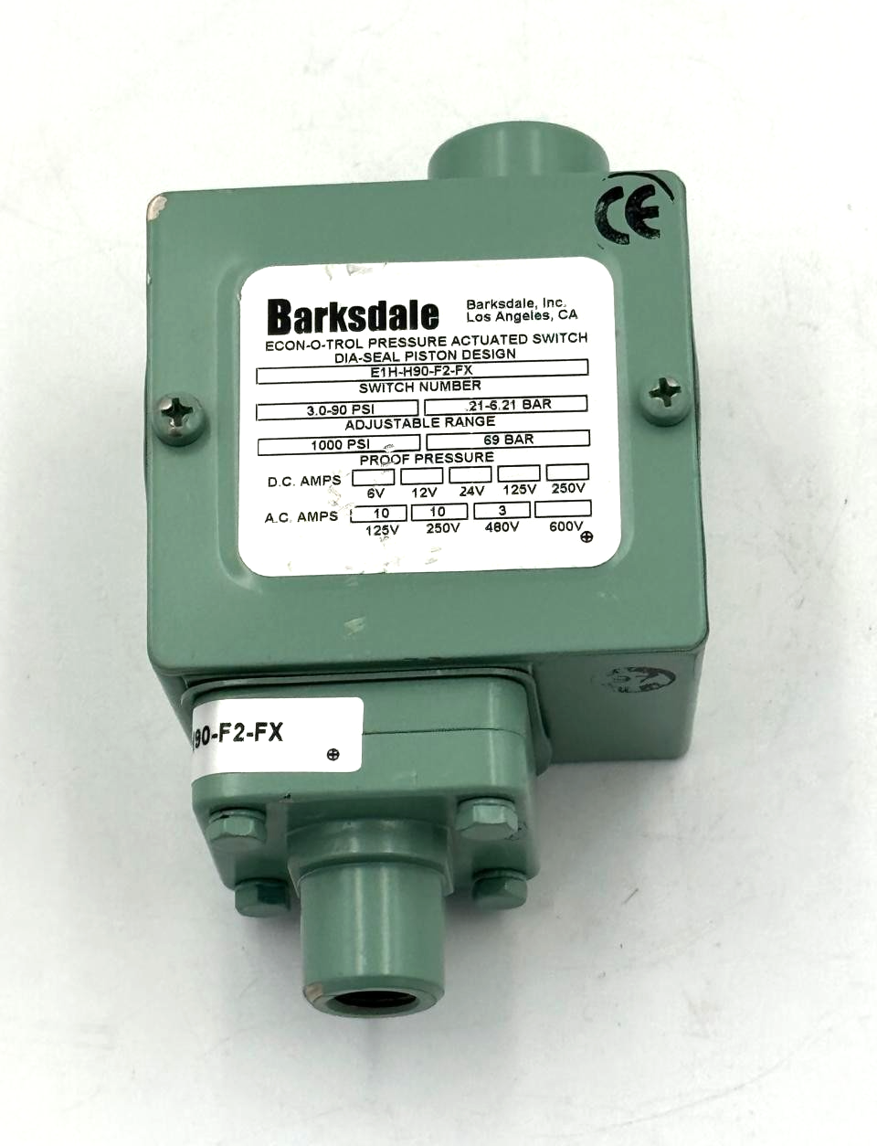 Barksdale E1HH90F2FX | ECONOTROL Pressure Switch | Made in USA0
