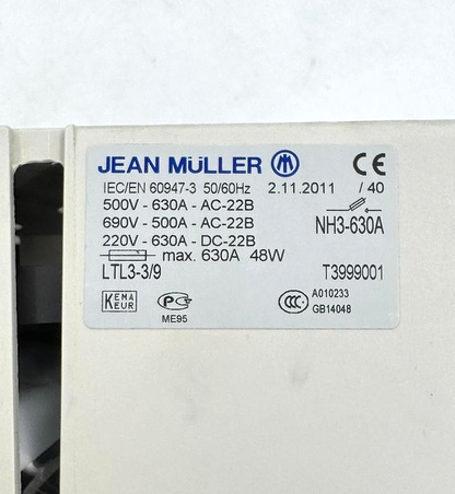 Jean Müller LTL33/9 Fuse Switch Disconnector | 630A NH3 Fuse8