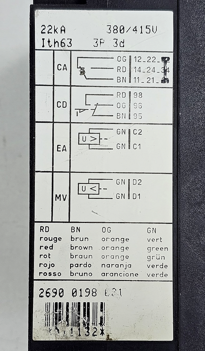 Unelec | Record D100 | MCCB | Moulded Case Circuit Breaker | 600V | 63 A6