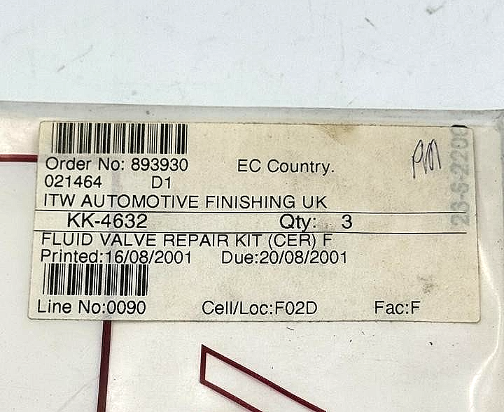Devilbiss KK4632 Fluid Valve Repair Kit ( 1 pcs )3