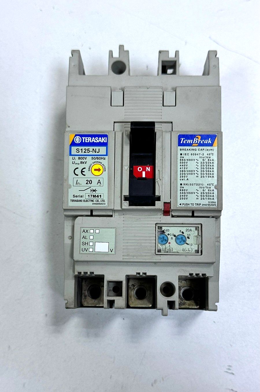Terasaki | S125NJ | Circuit Breaker | 20A | Used | Free Shipping0