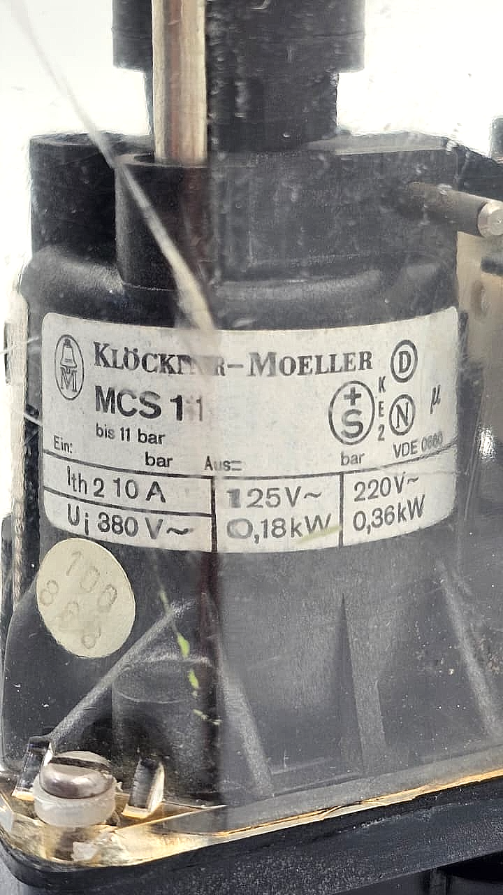 KlocknerMoeller MCS 11 Pressure Switch | 11 Bar1