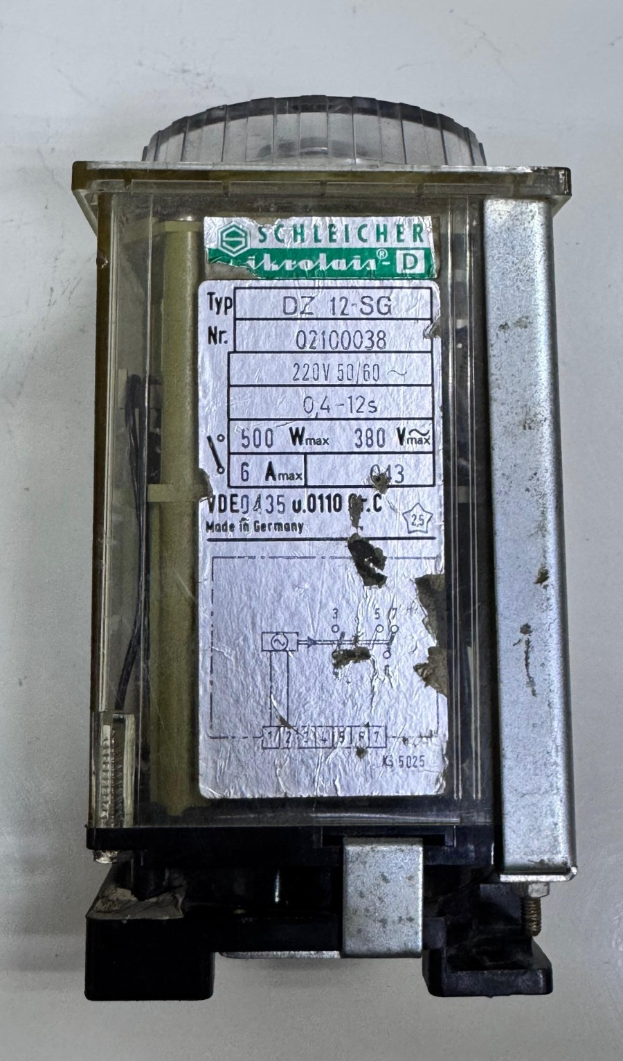 SCHLEICHER DZ 12SG Timer Relay 220V 50/60Hz | 0.412s | 6A 500W Max Adjustable1