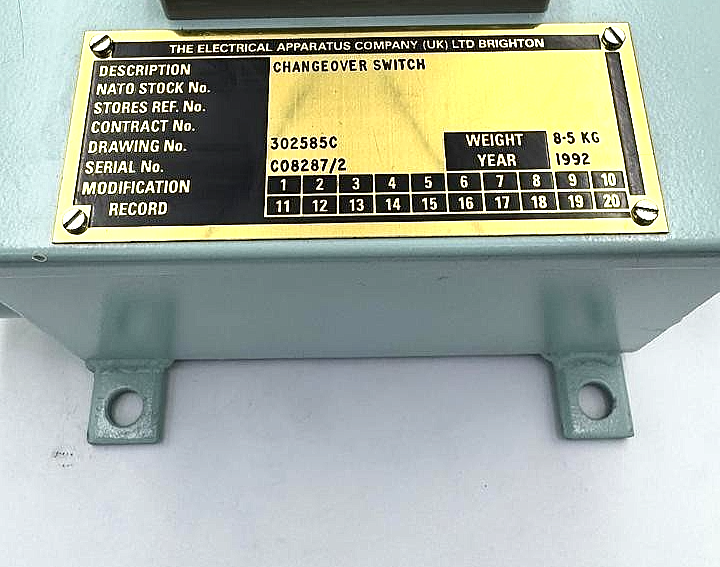 Electrical Apparatus 302585C Vintage Electrical Changeover Switch | Made in UK1