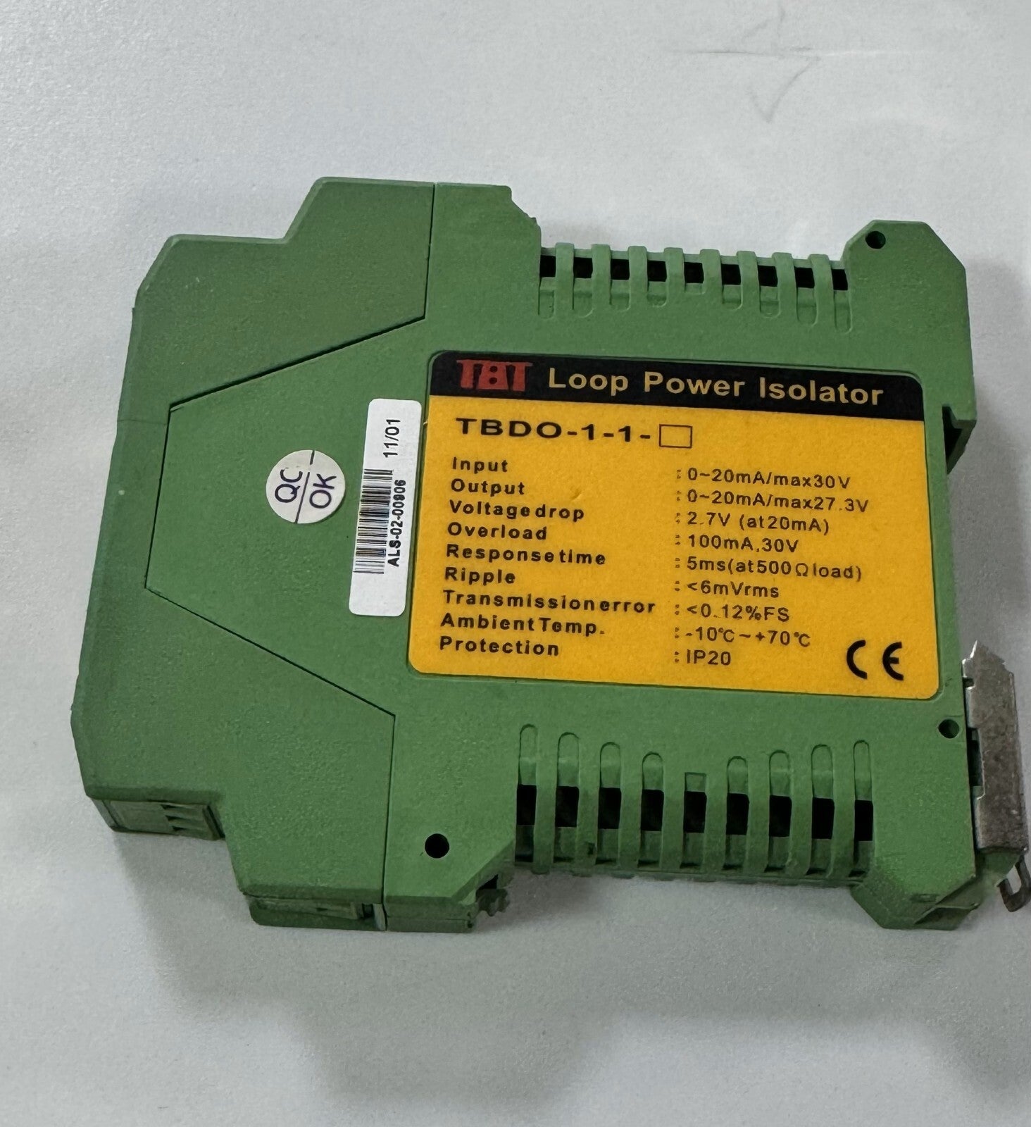 TET TBDO11 Loop Power Isolator | 0–20mA Input/Output | 2.7V Voltage Drop1