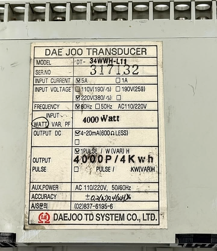 Daejoo DT-34WWH-L11 w&watt Hour Transducer | AC 110/220V - saleem al tamimi electric equipment trading co llc-UAE