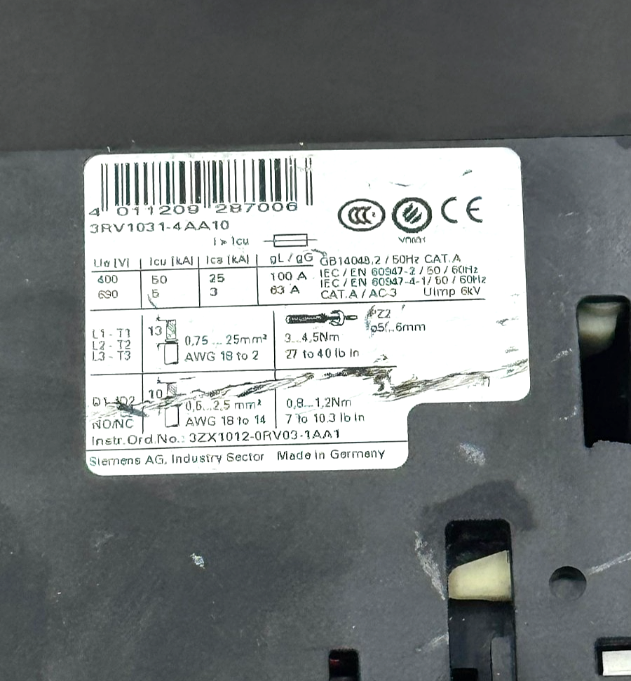 Siemens SIRIUS 3RV10314AA10 |Motor Protection Circuit Breaker – Made in Germany3