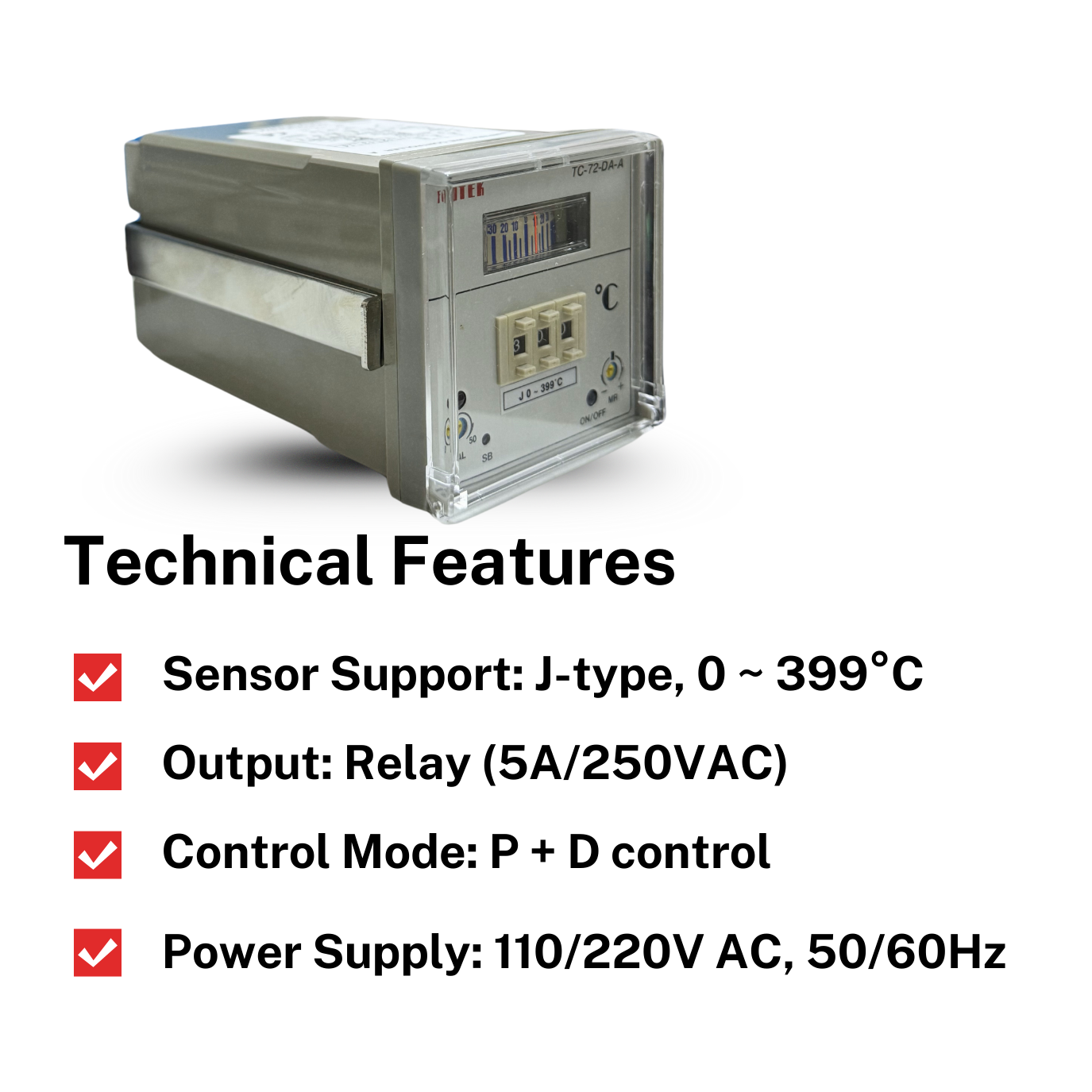 TC72DAJR3A Temperature Controller | JType Sensor Support (0~399°C) | Relay2