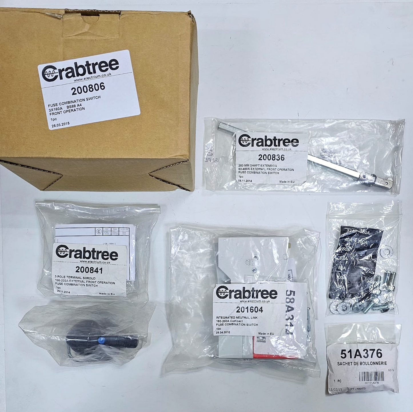 Crabtree 200806 Switch Disconnector Fuse Set 19KP1603N, 160A 750V~ Ui Fast Ship1
