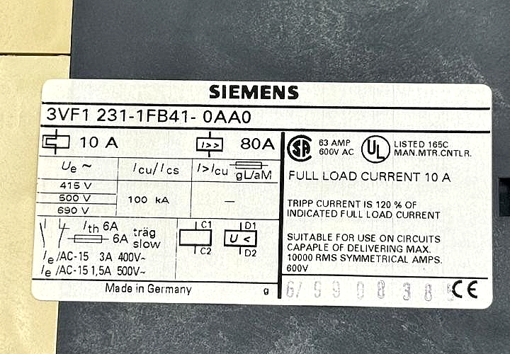 Siemens 3VF12311FB410AA0 Circuit Breaker | Made in germany3