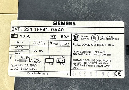 Siemens 3VF12311FB410AA0 Circuit Breaker | Made in germany3