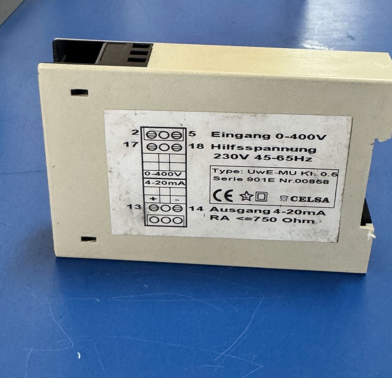 CELSA UWEMU Voltage Transducer – 0400V Input, 420mA Output, 230V AC Supply2