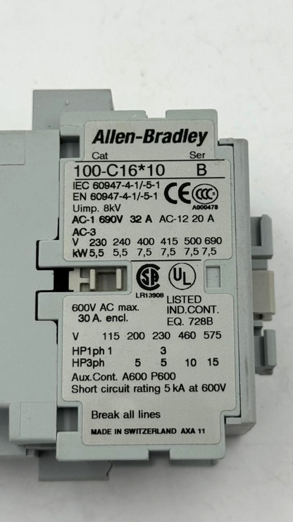 AllenBradley 100C16*10 Contactor | Made in Switzerland ( 1 pcs )6