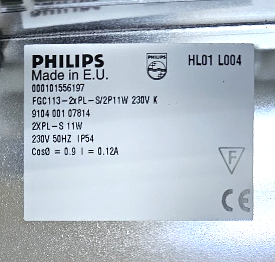 PHILIPS HL01 L004 | 2xPLS 11W Fluorescent Wall Lighting Fixture – 230V6