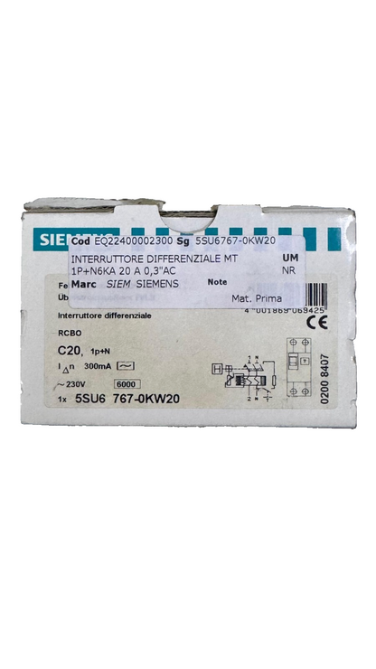 Siemens 5SU67670KW20  Residual Current Circuit Breaker  230V | 20 A | 0.3AC6
