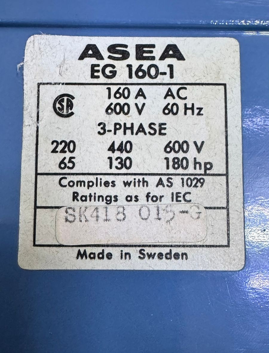 ASEA | EG 1601 | Contactor | 160 A | Coil 110 V127 V | Electrical Contactor3