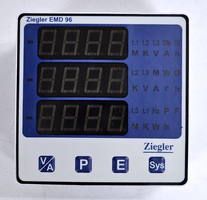Ziegler | Ziegler EMD 96 | Multifunction Power Meter | Digital Panel Meter | 5A1