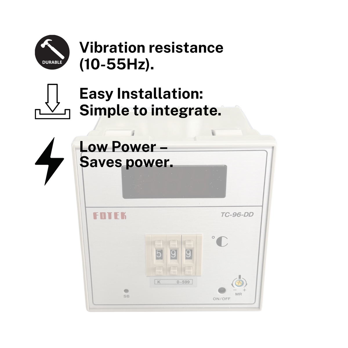 Fotek TC96 DD R5S Temperature Controller | K, 0 599 Sensor Compatibility4