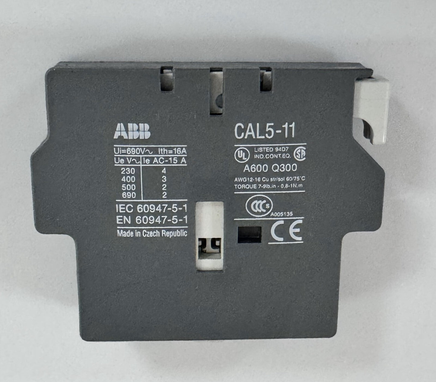 ABB CAL511 Auxiliary Contact Block | 1NO+1NC | Side Mount | CE Certified1