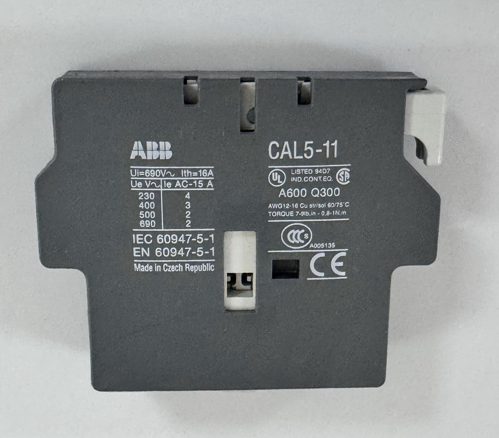 ABB CAL511 Auxiliary Contact Block | 1NO+1NC | Side Mount | CE Certified1
