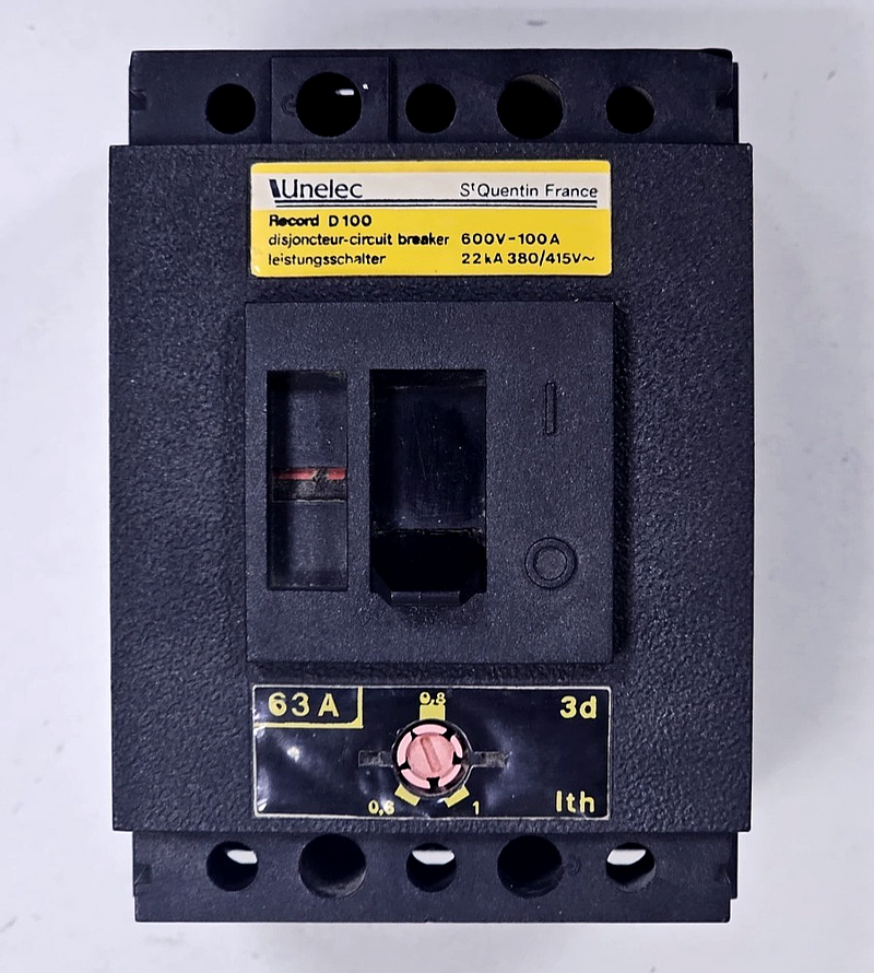 Unelec | Record D100 | MCCB | Moulded Case Circuit Breaker | 600V | 63 A0