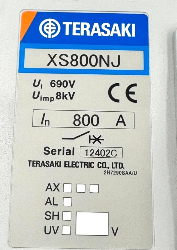 Terasaki TemBreak XS800NJ 800A | MCCB (Molded Case Circuit Breaker)  1 pcs1