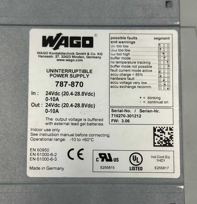 WAGO 787870 | Uninterruptible Power Supply | 24V DC | Made in Germany3