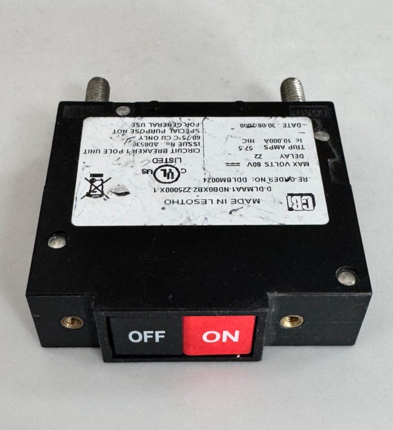 CBI DDLMAA1NDBOXBZZ25000X1 Circuit Breaker  1Pole, 80V, 57.5A Trip Amps,0
