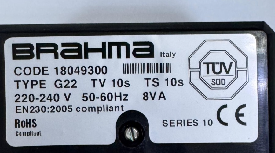 BRAHMA G22 Ignition Control Unit – Code 18049300 | 220240V, TV/TS 10s1