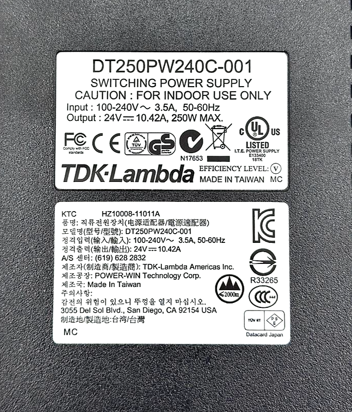 TDKLambda DT250PW240C001 |100240V AC| Switching Power Supply | Taiwan (1 Pcs)3