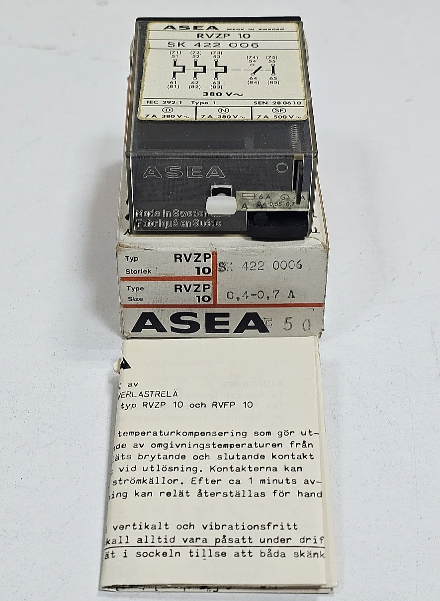 ASEA | RVZP 10  Overload Relay | SK 422 006 | 380V0