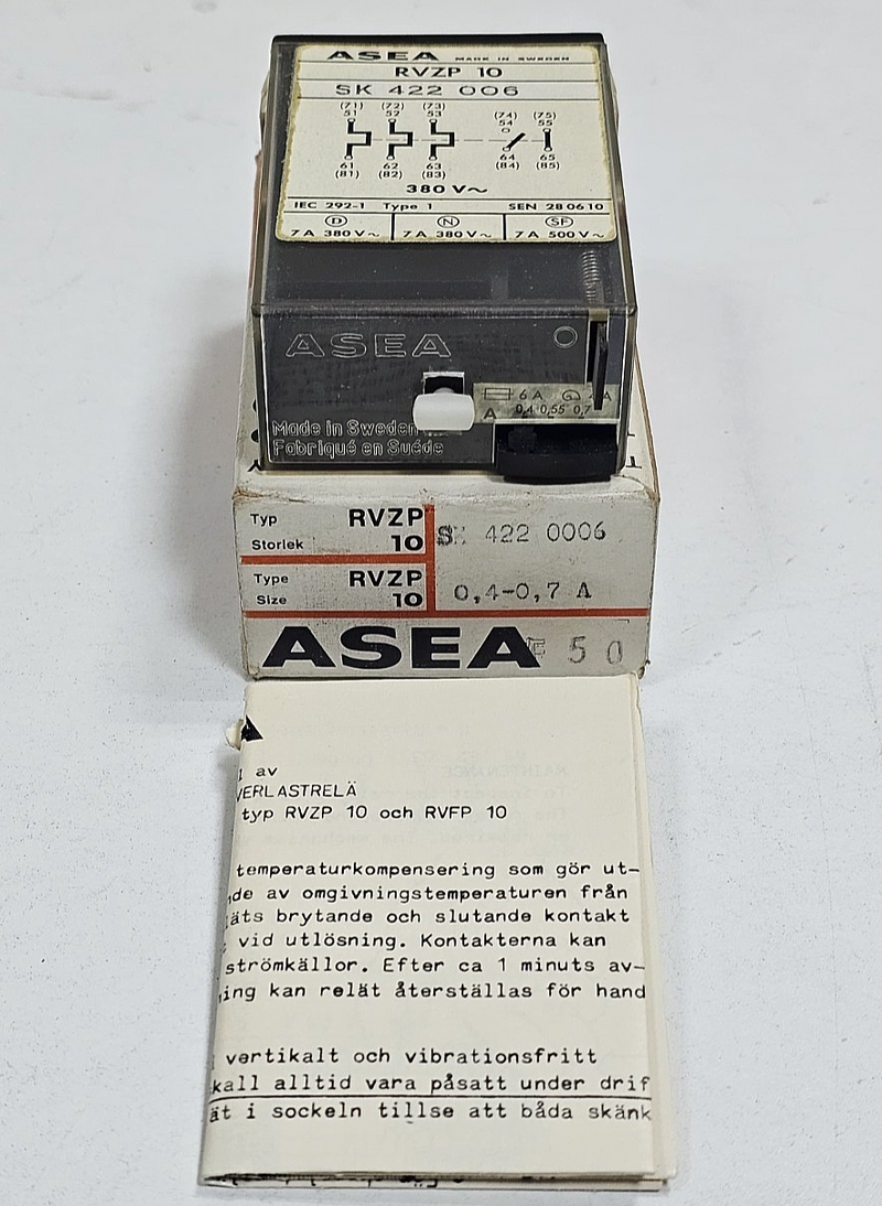 ASEA | RVZP 10  Overload Relay | SK 422 006 | 380V0