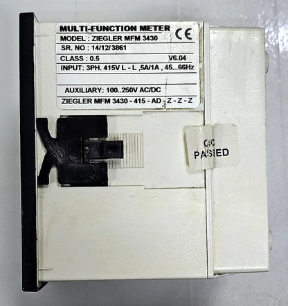 Ziegler MFM 3430 MultiFunction Meter | 3Ph 415V | 5A/1A | 100–250V AC/DC | New3