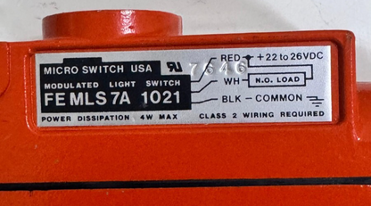 Micro Switch FE MLS 7A 1021 Modulated Light Switch USA – 22–26VDC, 4W Max2