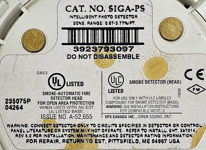 EST SIGAPS | 3923793097 | Smoke Detector | Made in USA3