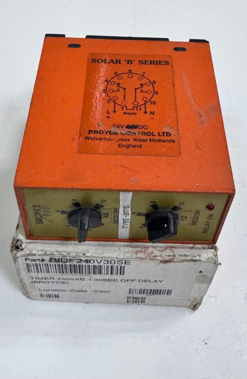 Broyce Control B1TS Timer Relay | SOLAR 'B' Series | 24V DC | Dual Contact30