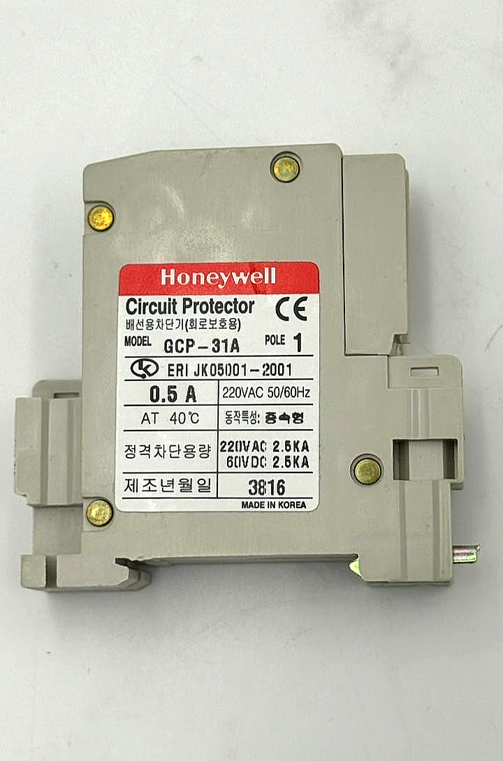 Honeywell GCP31A SinglePole Circuit Protector, 0.5A, 220V AC( 1 Pcs )4