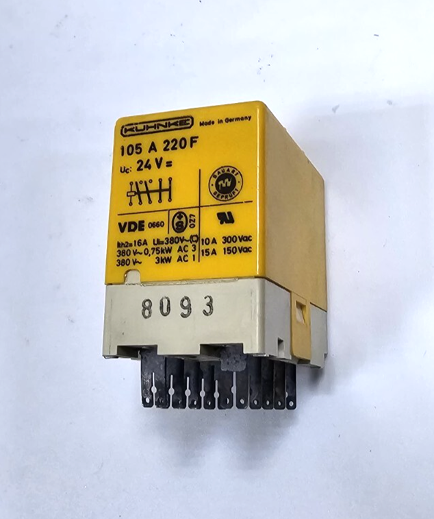 KUHNKE 105 A 220F Control Relay | 24V DC Coil | 16A | 380V AC | VDE 06601