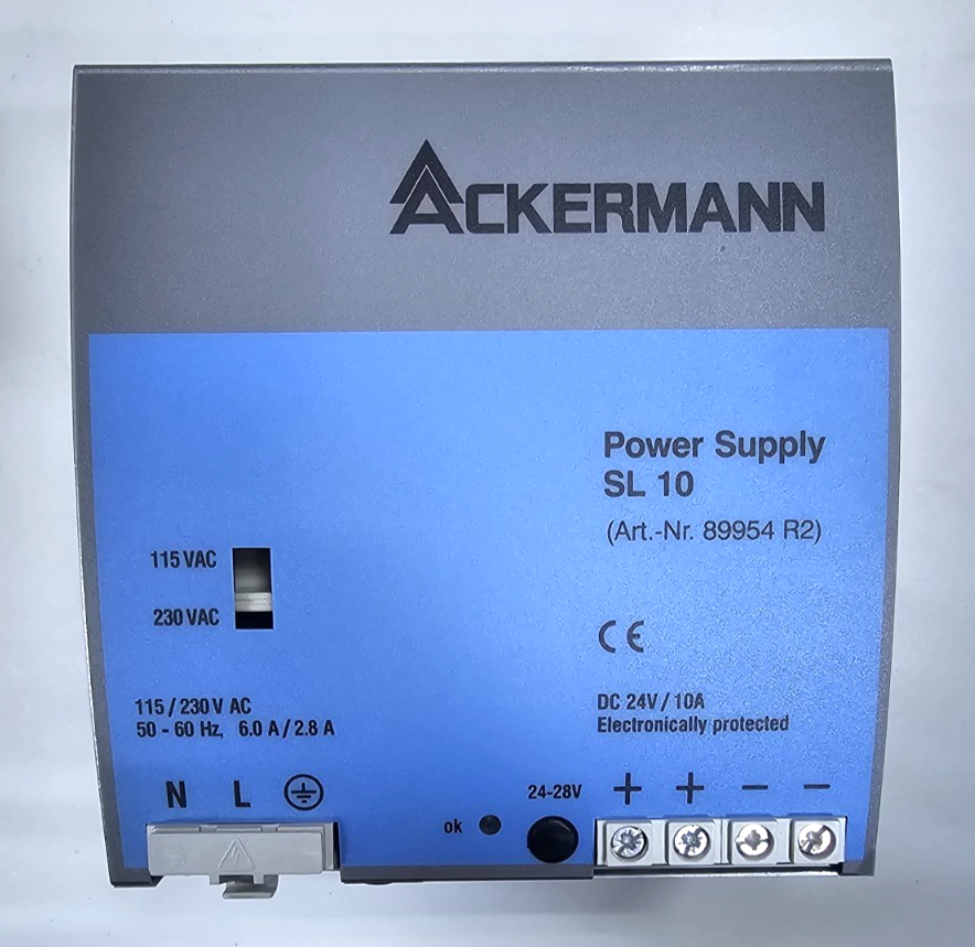 ACKERMANN SL 10 89954 R2 Power Supply – 24V DC / 10A Output, 115–230V AC Input1