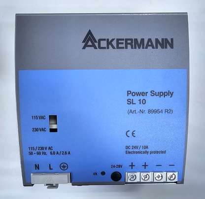 ACKERMANN SL 10 89954 R2 Power Supply – 24V DC / 10A Output, 115–230V AC Input1