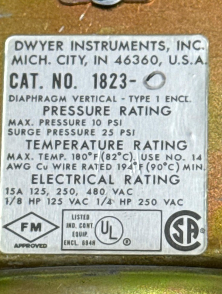Dwyer Instruments | 18230 | Pressure Switch | Made in USA3