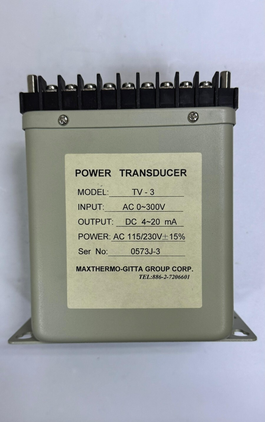 MAXTHERMO GITTA | TV3 – Power Transducer  AC 0 ~300V Input, DC 4~20mA Output0