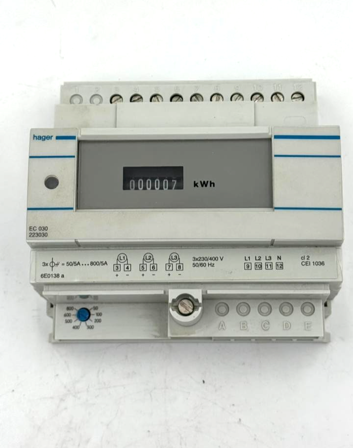 Hager EC 030 223030 3Phase Energy Meter | 50/5A to 800/5A1