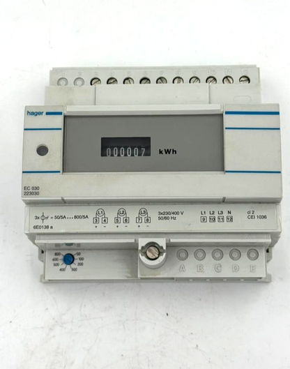 Hager EC 030 223030 3Phase Energy Meter | 50/5A to 800/5A1