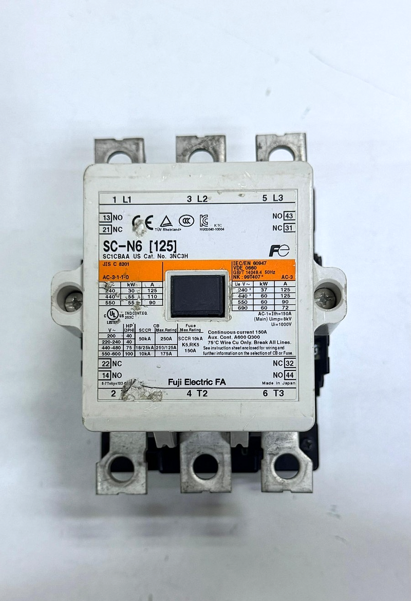 Fuji Electric | SCN6 | Contactor – 125A, AC/DC Coil (200250V AC / 200240V DC)0
