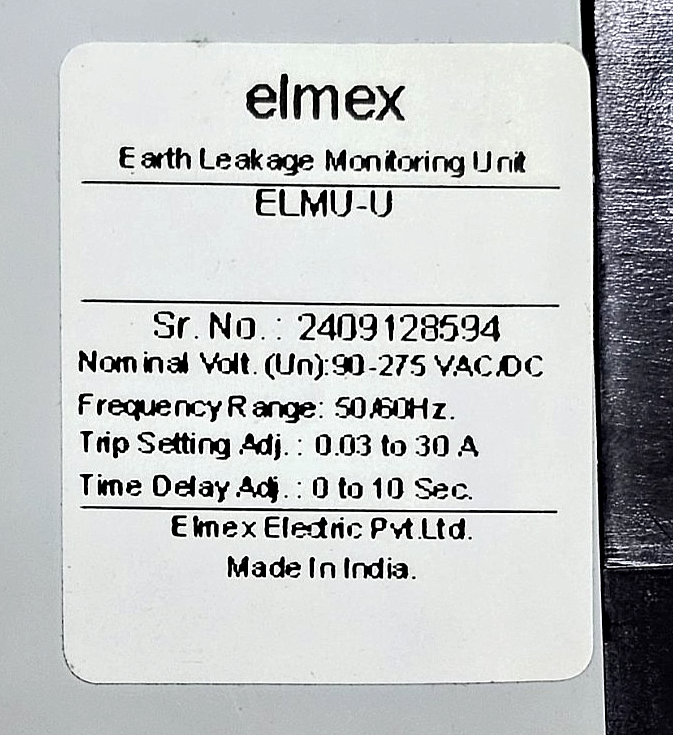 Elmex ELMUU | Earth Leakage Monitoring Unit 30A | 275 VACFast Shipping3
